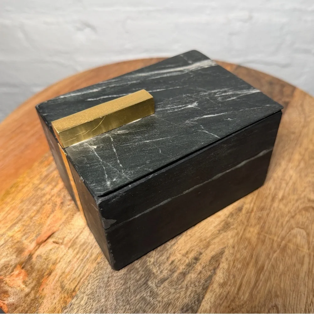 West Elm Black Mabel and Gold Accent Decorative Vanity Box